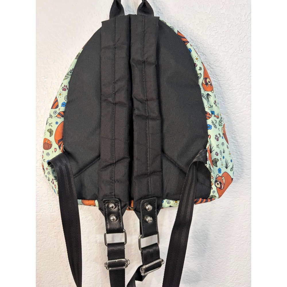 Red Panda Print Mini Backpack Mint Green Animal Theme Canvas Daypack - Picture 5 of 5